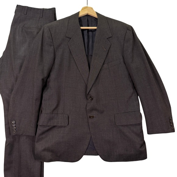 Oxxford Clothes Other - Vintage 80s Oxxford Clothes Bespoke Mens 42XS Brown Wool 2-Button Suit 34x27